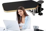 Computer Arm Rest for Desk, Wooden Forearm Cushion, 90 Degree Adjustable Folding Desk Arm Rest for Typing Studio Airplane Work Gameplay Desktop