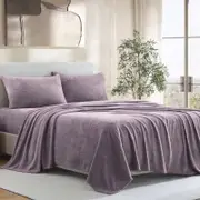 Ardor Boudoir King Teddy Fleece Bed Sheet w/ Pillowcase Set - Mauve
