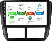 Double 2 Din Car GPS Stereo GPS Navigation Head Unit Android 14 for Subaru Forester Impreza WRX 2008-2012 WiFi USB BT Carplay FM Mirror Link Free Camera&Microphone 4G+64G