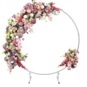 Garden Arch Outdoor Metal Circle Balloon Stand Round Wedding Backdrop Double Bar