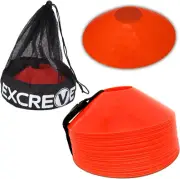 Set of 24 Agility Soccer Cones Carry Bag Sports Training 50 Orange Multicolor