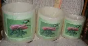 Interior Accents Rose English Garden Wax Candle Holders Set of 3 Fast Shipping