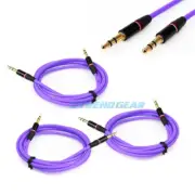 3X 4FT 3.5MM AUX JACK MALE AUDIO STEREO CABLE CORD PURPLE FOR IPHONE 5S 5C IPOD