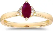 [Gin & Grace] Women's 14K Yellow Gold Mozambique Genuine Ruby Ring With Diamonds (QA1210R-BY-P)