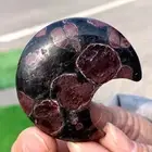 56G Natural Fireworks Red Garnet sphere Quartz Crystal moon-shaped healing