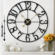 Mee 2ou Large Wall Clock For Living Room - 60CM Silent Non-Ticking Metal Wall Clocks Battery Operated, Vintage Decorative Modern Wall Clock For Bedroom, Kitchen, Office, Farmhouse Decor