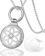 AirTag Holder Compatible Apple AirTag AirTag Necklace for Adults AirTag Necklace Kids Airtag Watch Necklace for Kids Boys Women Suitable for 60 CM (23.6 in) Alloy Necklace with AirTag Holder (Silver)