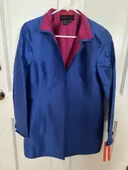 women's lined blazer NWT size 8 Nina McLemore 100% silk Bright Blue