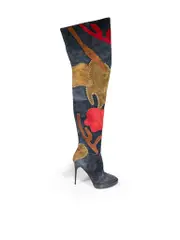 Patchwork Suede Thigh High Boots
