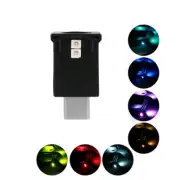 Mini Type-C RGB LED Car Light Interior Mood-Neon Night Atmosphere-Ambient Lamp A
