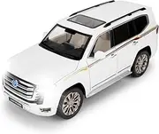 LOVEPOSELY Compatible for 1/18 Scale Collectible Landcruiser LC300 Diecast Model Car, Zinc Alloy Pull Back Toy Car Vehicle with Lights and Sounds for Decoration Adult Boys Girls（White）