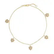 Bevilles 9kt Yellow Gold Silver Infused Rose Charm Anklet