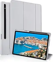 QUAGGY Case for Samsung Galaxy Tab S8 Plus 2022 / S7 FE 2021 / S7 Plus 2020 12.4" Case with S Pen Holder Dual, Slim Folio Stand Protective Tablet Cover, Multi-Angle Viewing Auto Wake/Sleep.(Grey)