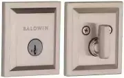 Baldwin Square Satin Nickel Low Profile 1-Cylinder Deadbolt Featuring SmartKey