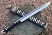 Masano Toyokuni Japan TKA-015 Mai 11.81" Damascus Fixed Blade Short Sword Knife