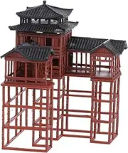 SUPVOX Miniature Pagoda Statue, Chinese Pavilion Statue Micro Landscape Mini Chinese Japanese Asian Garden Decor Aquarium Bonsai Pavilion Tower Terrarium Decor