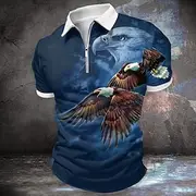Men's Zip Polo Shirts Golf Shirt Short Sleeve Polo Shirts Collared Shirts Casual Funny Streetwear Vacation Wear Party Outfits 3D Print Quarter Zip Polo Spring