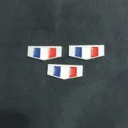 3x Chrome France Flag Silver Metal Badge Decal Emblem Sticker AWD Engine Vehicle (for: Peugeot)
