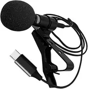 ETHZZLE Mini Lavalier Microphone Type C Compact Wired Condenser Mic for Smartphone Recording Active Noise Reduction for Vlogs Live Streams Gaming Includes PU Bag Black
