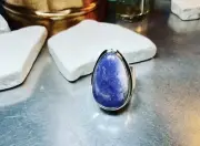 Genuine 925 Sterling Silver Charoite Gemstone Adjustable Ring size 9.5