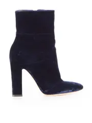 Blue Velvet Heeled Ankle Boots