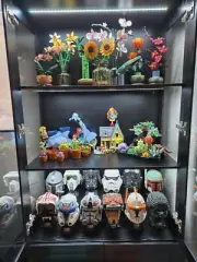 Minifigures Display Case LED Light Figure Diecast Model Car Curio Books Cabinet