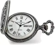 Charles Hubert Antiqued Chrome Finish 2 Horses Pocket Watch