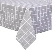140x220cm Rectangle Checkered Table Cloth - Waterproof, Oil Proof, Spill Proof, Wipe Clean Cover for Home Kitchen Dining Buffet Party (Grey)