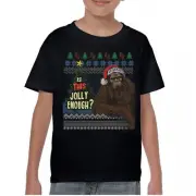 Is This Jolly Enough Bigfoot Christmas Youth T-shirt Funny Sasquatch Xmas Kids