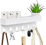 Générique Carrier Wall Mounted Adhesive Key Rack with Tray | Wall Mounted Beads, Farm Wall Hooks, Mail Holder with 6 Hooks for Towels, Hats, Shower