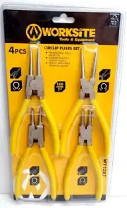 4pc Worksite Circlip Plier Set Internal External Retaining Clips Snap Ring 7"