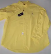 NWT Polo Ralph Lauren LEMON YELLOW Garment-Dyed Oxford Shirt XXL 2XL BLUE Pony