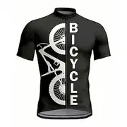 Men's Cycling Jersey Short Sleeve Bike Jersey Top with 3 Rear Pockets UV Resistant Quick Dry Front Zipper Reflective Strips Black Sports Clothing Apparel