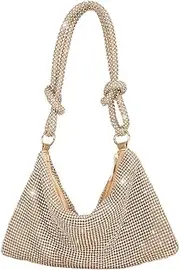 [JQWSVE] Rhinestone Purses for Women Chic Sparkly Evening Handbag Bling Hobo Bag Shiny Silver Clutch Purse for Party