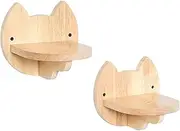 PETOMG Cat Wall Shelves, Cat Wall Steppers(cat face), Cat Wall Mounted Furniture | Rubber Wood