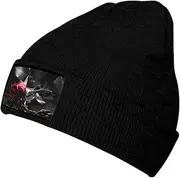 [OdDdot] Gothic Black Roses Print Beanie Hats for Women Men,Winter Hats,Knit Hat,Mens Beanies,Brimless Hat,Skater Beanie, Black, One size