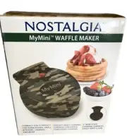 NEW Nostalgia My Mini Waffle Maker Green Camouflage 5”