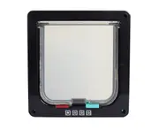 4 Way Lockable Dog Cat Kitten Door Security Flap Door ABS Plastic Intellgent Control Door Animal Small Pet Cat Dog Gate - L black