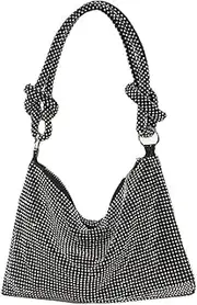 [JEOJEOY] Rhinestone Purses Sparkly Evening Handbag Bling Hobo Bag Shiny Silver Clutch Purse for Party