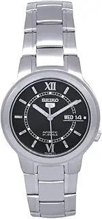 SNKA23 Mens Watch Stainless Steel Seiko 5 Automatic Black Dial, Black, Automatic Watch