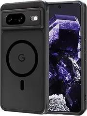 [AOMYKE] for Google Pixel 8 6.2 Inch Magnetic Case, Compatible with MagSafe, Translucent Matte Anti-Fingerprint Scratch-Resistant PC Back + TPU Bumper Shockproof Mobile Phone Case, Black