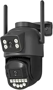 10MP Ultra HD Outdoor IP Camera: Dual Lens, Dual Screen, 5G WiFi, Auto Tracking, PTZ Night Vision Surveillance Cam​(UK Plug,8MP 32G SD Card)