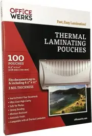 Thermal Laminating Pouches, 8.9" x 11.4", 100 Pack, 3 Mil.