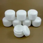 8 White 17 Oz Plastic Cosmetic Double Cream Empty Dome Jars Container Cap