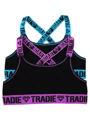 Girls Tradie 2 Pack Cross Back Crop Tops