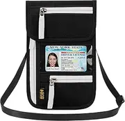 [Peicees] RFID Blocking Travel Neck Wallet for Men Women Family Passport Holder Lanyard Neck Pouch Slim Travel Document Holder