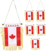 GLEAVI 6pcs Canada Flag Mini Banners for Cars Sleek Automotive Decorations Compact Design for Unique Flair Crafted from Satin for Vehicle Elegance