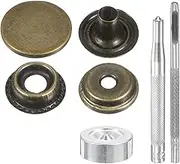 uxcell 24Set Leather Snaps Fasteners Kit 15mm Brass Press-Stud Cap Button Metal Snap Buttons with 4 Install Tools for Coats Bags Leathers Marine Boat Canvas, Bronze