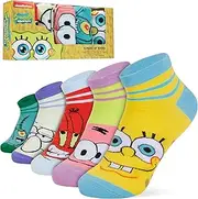 [SPONGEBOB SQUAREPANTS] Men's Ankle Socks Pack of 5 Soft & Breathable - Men's Gifts, multicoloured, 40-45