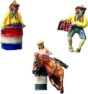 [Generic] Bull Fighter Clown & Cowgirl Barrel Racer Wearable Pins (Set of 3), Small, Resin, no gemstone